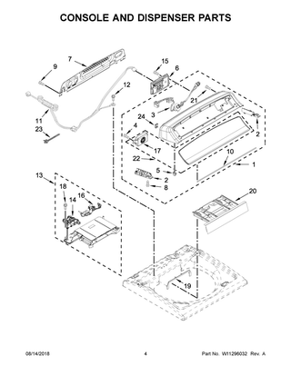 Console And Dispenser Parts Diagram and Parts List for WTW7000DW4  Whirlpool Washer
