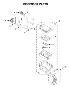 Dispenser Parts Diagram and Parts List for WFW8620HW0  Whirlpool Washer