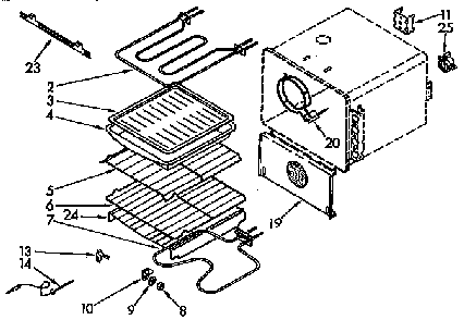Internal Oven Diagram and Parts List for KEDS207AL1  KitchenAid Range