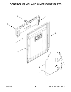 Control Panel And Inner Door Parts Diagram and Parts List for KDTF924PPA0  KitchenAid Dishwasher