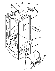 Refrigerator Liner Diagram and Parts List for KSRP27QBL00  KitchenAid Refrigerator