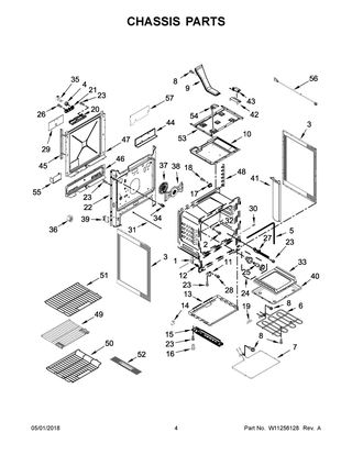 Chassis Parts Diagram and Parts List for YKSDB900ESS3  Whirlpool Range