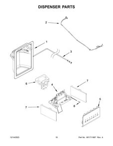 Dispenser Parts Diagram and Parts List for WRS325SDHZ11  Whirlpool Refrigerator