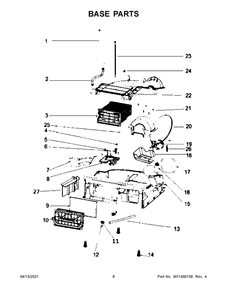Base Parts Diagram and Parts List for WCD3090JW0  Whirlpool Dryer