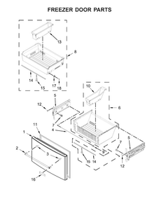 Freezer Door Parts Diagram and Parts List for KRFF507EWH01  KitchenAid Refrigerator