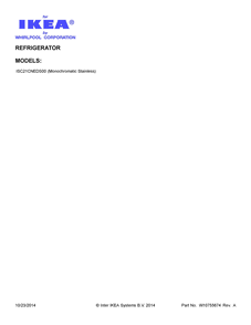 Cover Sheet Diagram and Parts List for ISC21CNEDS00  Whirlpool Refrigerator
