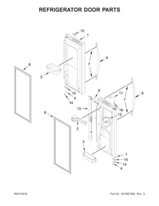 Refrigerator Door Parts Diagram and Parts List for WRX735SDBH01  Whirlpool Refrigerator