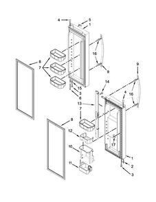 Refrigerator Door Parts Diagram and Parts List for WRF560SMYH04  Whirlpool Refrigerator