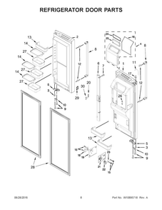 Refrigerator Door Parts Diagram and Parts List for KRFF707EBS00  KitchenAid Refrigerator