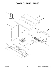 Control Panel Parts Diagram and Parts List for WOC75EC7HS22  Whirlpool Microwave Oven Combo