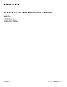Cover Sheet Diagram and Parts List for KOSE507ESS01  KitchenAid Wall Oven
