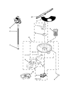Pump, Washarm And Motor Parts Diagram and Parts List for WDF750SAYW3  Whirlpool Dishwasher