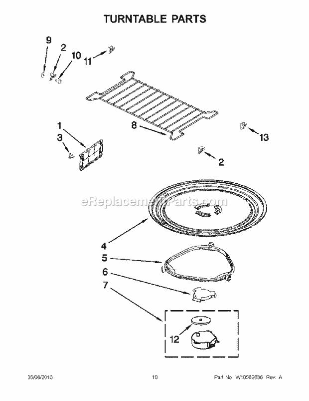 Turntable Parts Diagram and Parts List for WMH32517AB2  Whirlpool Microwave