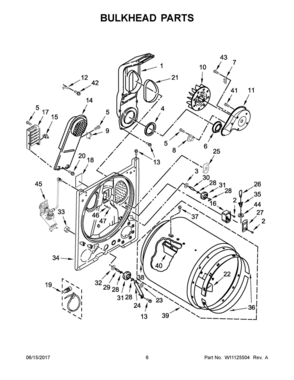 04 - BULKHEAD PARTS Diagram and Parts List for WED7300DW2  Whirlpool Dryer
