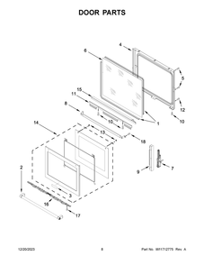 Door Parts Diagram and Parts List for KSIS730PSS1  KitchenAid Range