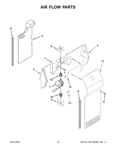 10 - Air Flow Parts Diagram and Parts List for WRS331SDHB07  Whirlpool Refrigerator