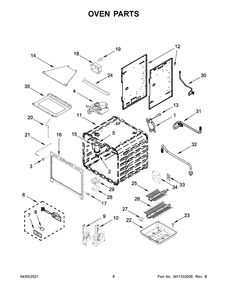 Oven Parts Diagram and Parts List for KFGC506JYP02  Whirlpool Range
