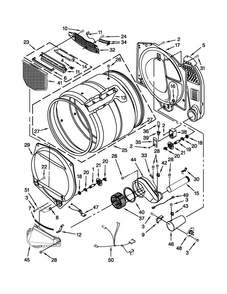 Bulkhead Parts Diagram and Parts List for 11076002012  Kenmore Dryer