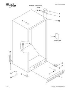 Cabinet Parts Diagram and Parts List for EV161NZTQ02  Whirlpool Freezer