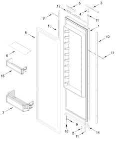 Refrigerator Door Parts Diagram and Parts List for JBSFS42NMX25  Whirlpool Refrigerator