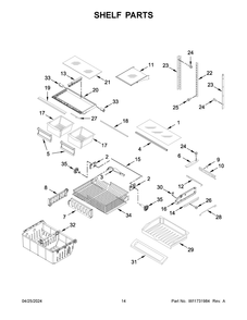 Shelf Parts Diagram and Parts List for WRF535SWHZ12  Whirlpool Refrigerator