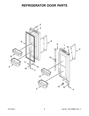05 - REFRIGERATOR DOOR PARTS Diagram and Parts List for WRF540CWHB00  Whirlpool Refrigerator