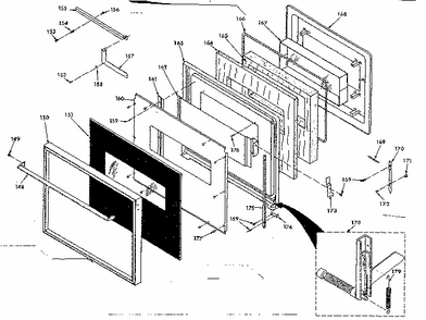 Oven Door Diagram and Parts List for 8504237290  Kenmore Range