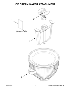 Ice Cream Maker Attachment Diagram and Parts List for 5KSMICM0  KitchenAid Ice Cream Maker