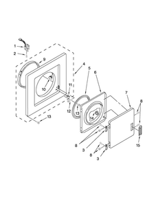 Dryer Front Panel And Door Parts Diagram and Parts List for 1108875279A  Kenmore Washer Dryer Combo