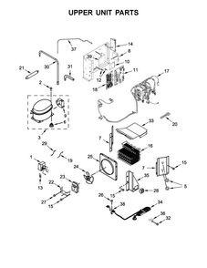 Upper Unit Parts Diagram and Parts List for KBSN602EBS00  KitchenAid Refrigerator