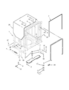 Tub And Frame Parts Diagram and Parts List for KDTE404DWH0  KitchenAid Dishwasher