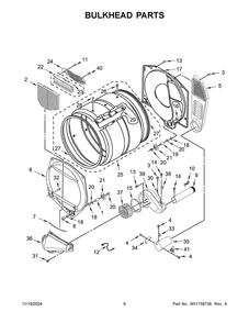 04 - Bulkhead Parts Diagram and Parts List for MDG20PDFGW0  Whirlpool Dryer