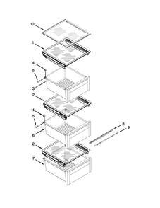 Refrigerator Shelf Parts Diagram and Parts List for BRS75BRANA00  Whirlpool Refrigerator