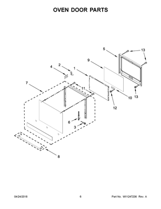 Oven Door Parts Diagram and Parts List for IBS550DS03  Whirlpool Wall Oven