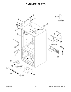 Cabinet Parts Diagram and Parts List for WRF550CDHZ03  Whirlpool Refrigerator
