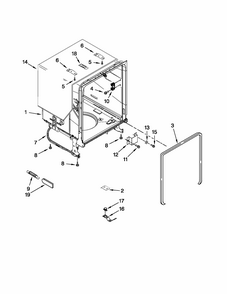 Tub And Frame Parts Diagram and Parts List for 66515112K210  Kenmore Dishwasher