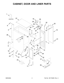 Part Location Diagram of W10492484 Whirlpool TECH SHEET