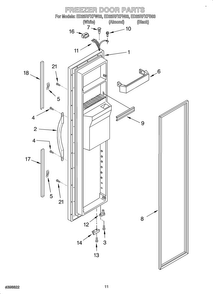 Freezer Door Diagram and Parts List for OEMED25RFXFW03  Whirlpool Refrigerator