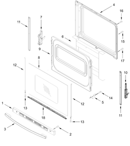 Door Parts Diagram and Parts List for VREW3150RB0  Whirlpool Range