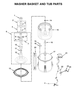 Washer Basket And Tub Parts Diagram and Parts List for WGTLV27HW0  Whirlpool Washer Dryer Combo