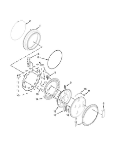 Door Parts Diagram and Parts List for CHW8990CW0  Whirlpool Washer