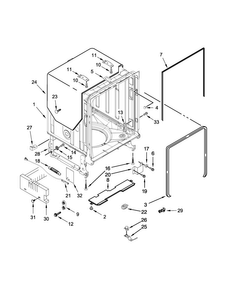 Tub And Frame Parts Diagram and Parts List for KDHE704DSS0  KitchenAid Dishwasher