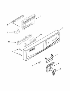 Control Panel And Latch Parts Diagram and Parts List for IUD3100BW5  Whirlpool Dishwasher