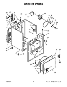Cabinet Parts Diagram and Parts List for 3DWED4800YQ2  Whirlpool Dryer