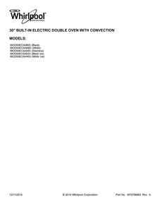 Cover Sheet Diagram and Parts List for WOD93EC0AB03  Whirlpool Wall Oven