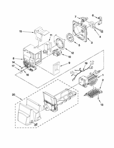 Motor And Ice Container Parts Diagram and Parts List for 59679542015  Kenmore Refrigerator