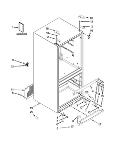 Cabinet Parts Diagram and Parts List for WRF560SFYB04  Whirlpool Refrigerator