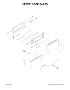 Upper Door Parts Diagram and Parts List for WGG745S0FE00  Whirlpool Range