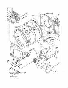 Upper & Lower Bulkhead Diagram and Parts List for 11072182103  Kenmore Dryer