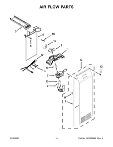 Air Flow Parts Diagram and Parts List for WRS973CIHV01  Whirlpool Refrigerator